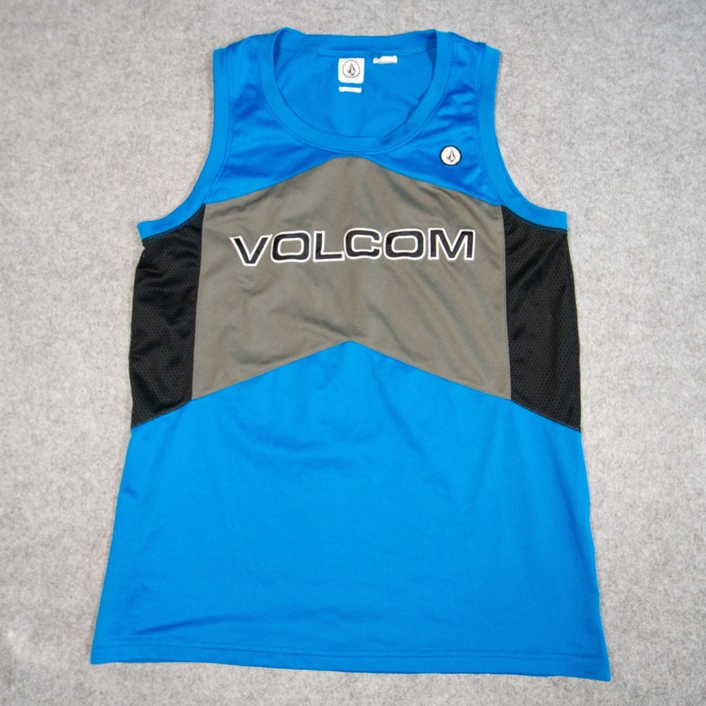 Volcom Colorblock Tech Athletic Tank Top Gorpcore Skate Surf Mesh Muscle Tee L